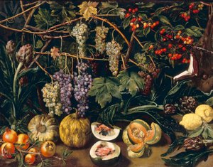 Uvas y calabazas de Florentine School